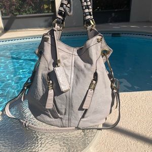 Stone (grey) hobo bag with woven handle